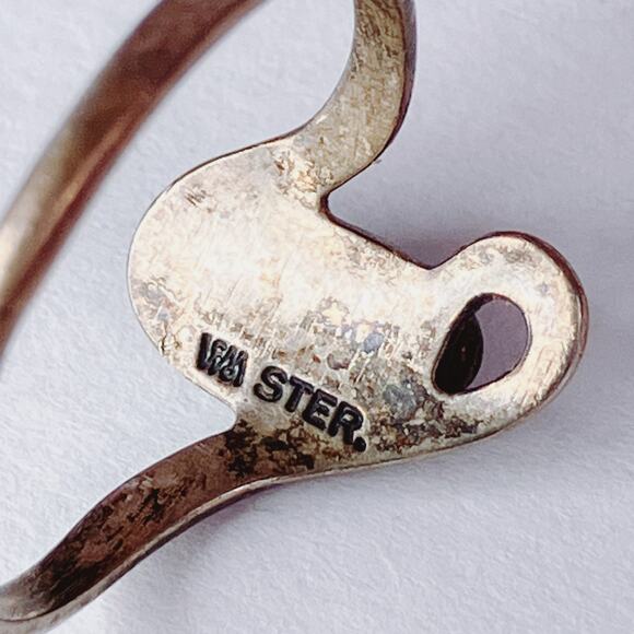 Vintage Ring Sterling Silver Mother of Pearl 1960s Signed WM Modernist Size 7.5 - Picture 10 of 16